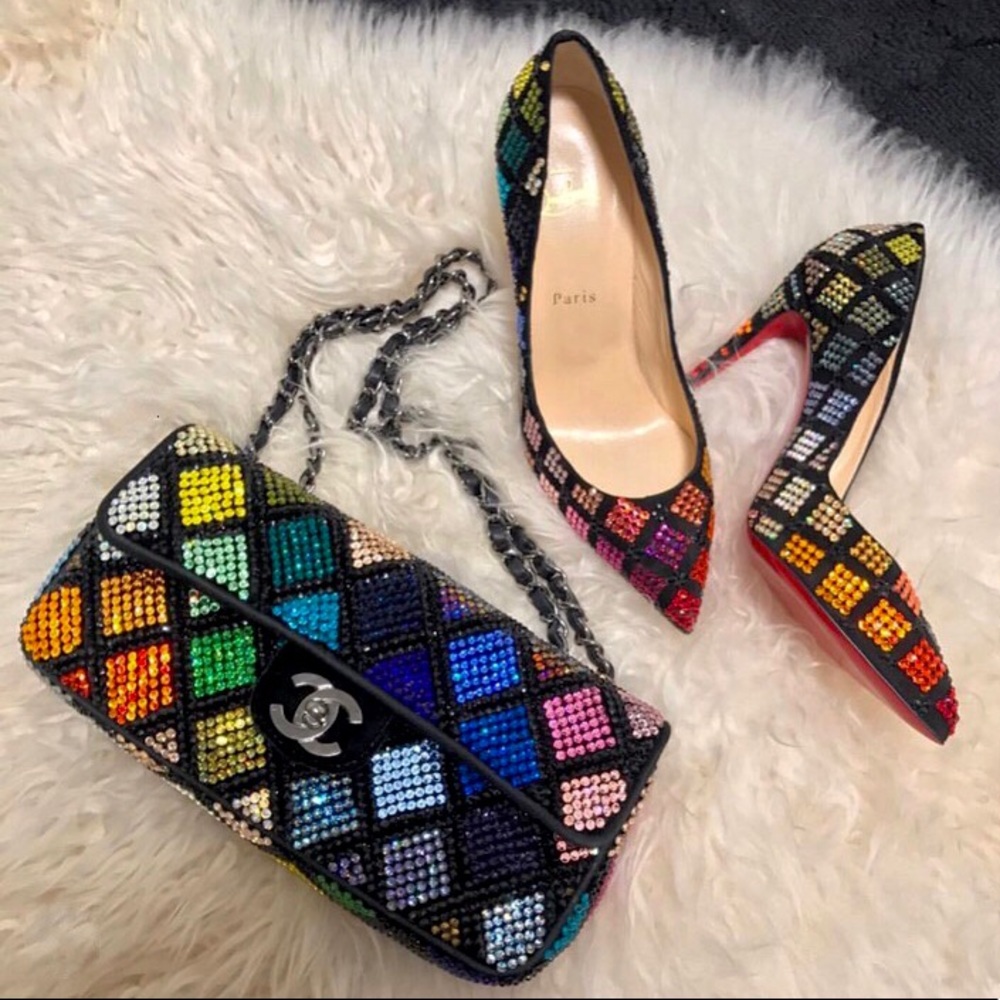 SOLD Christian Loub Arletta Strass Harlequin Heels